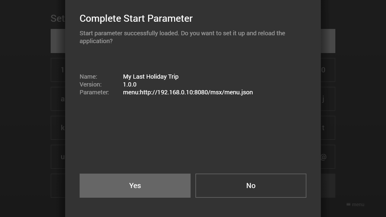 Complete Start Parameter Screenshot