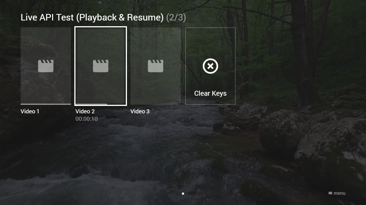 Example Screenshot (Live API Test - Playback & Resume)