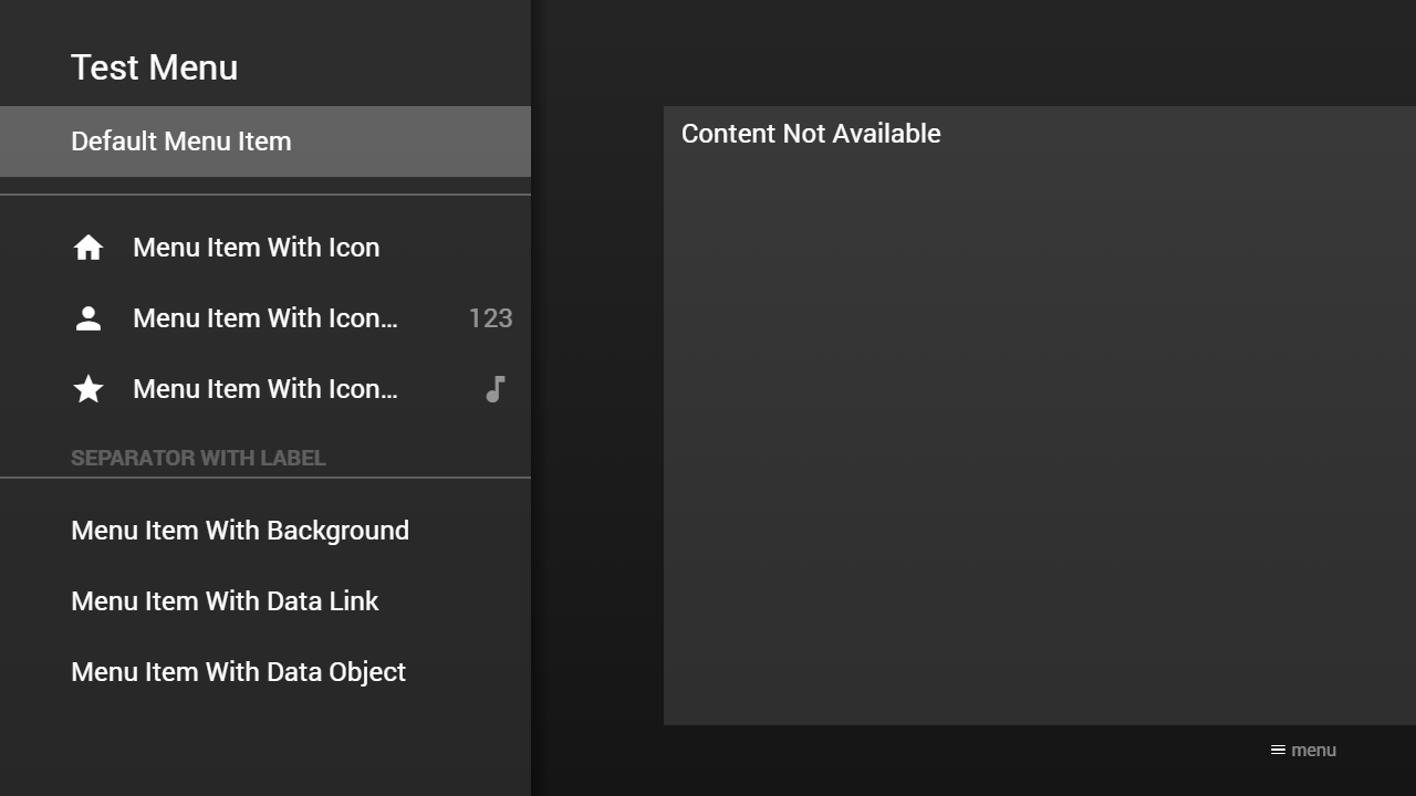 Example Screenshot (Menu Example 1)