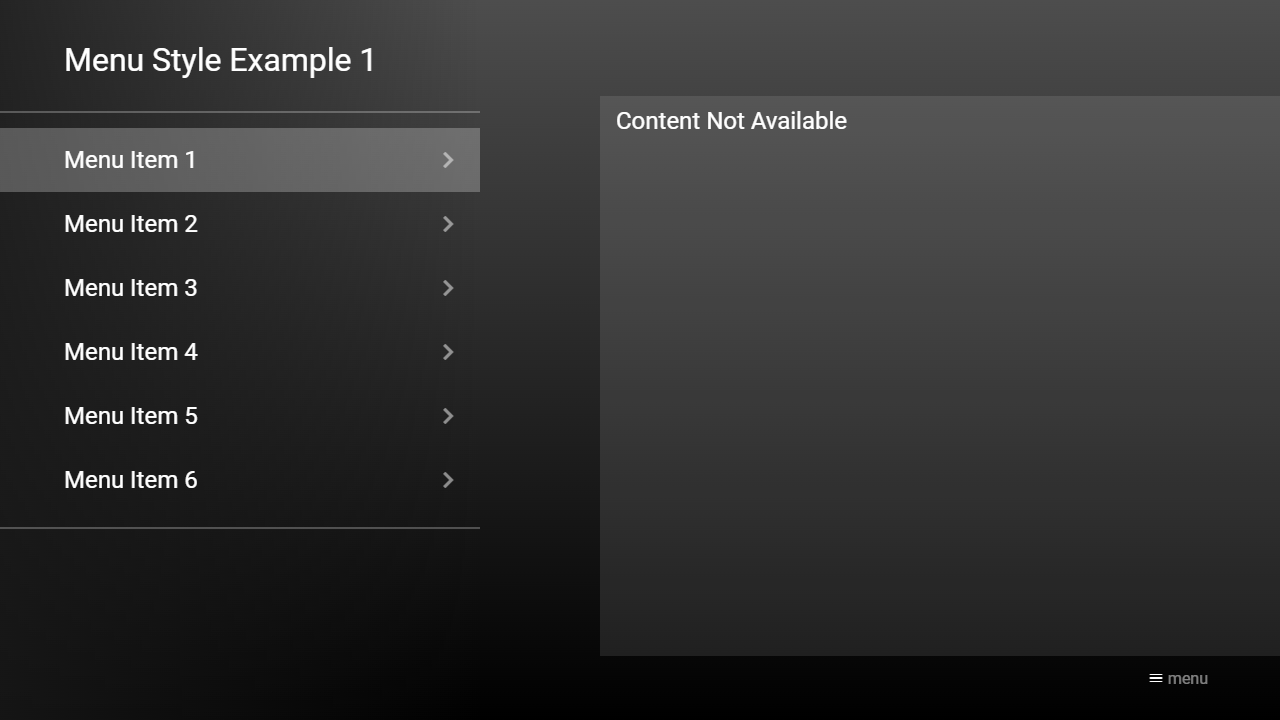 Menu Style Example 1