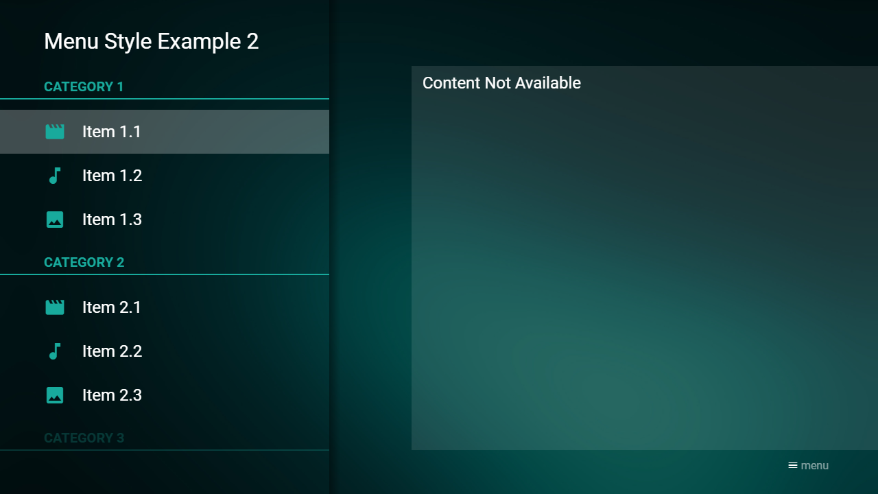 Menu Style Example 2