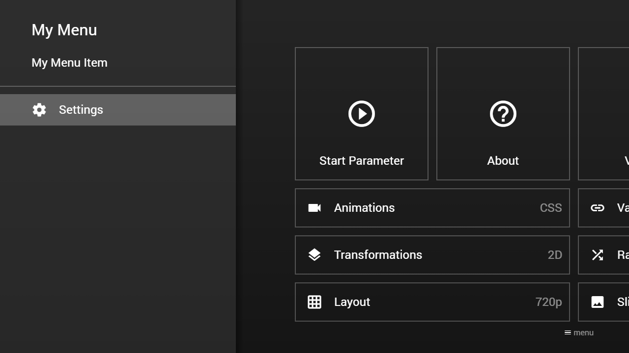 Example Screenshot (Settings Menu Item)